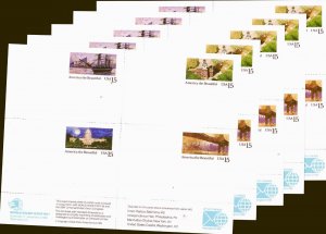 5 Un-Severed Sheets  4 Designs America Beautiful World Stamp Expo 89 PC108-PC111