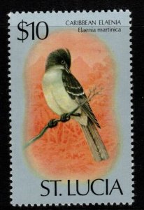 ST.LUCIA SG430 1976 $10 BIRDS MNH