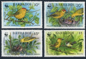 Barbados 795-798, MNH. Michel 770-773. WWF 1991. Yellow warbler.