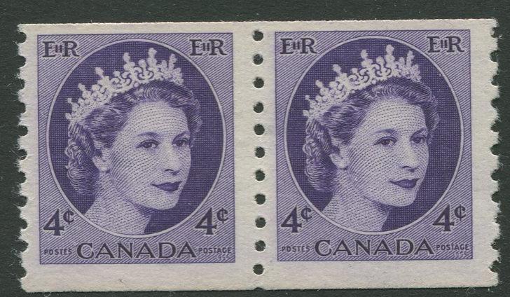 STAMP STATION PERTH Canada #347 QEII Coil Issue1954 MNH Horiz.Pair CV$3.00