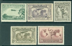 EDW1949SELL : AUSTRALIA 1929-56 Scott #C1-3, 5, 7 All Very Fine, MNH. Cat $94.00