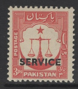 PAKISTAN SGO14 1948 3p RED MTD MINT