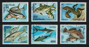 Cape Verde Shark Tuna Mackerel Fishes Marine Life 6v CTO SG#486-491