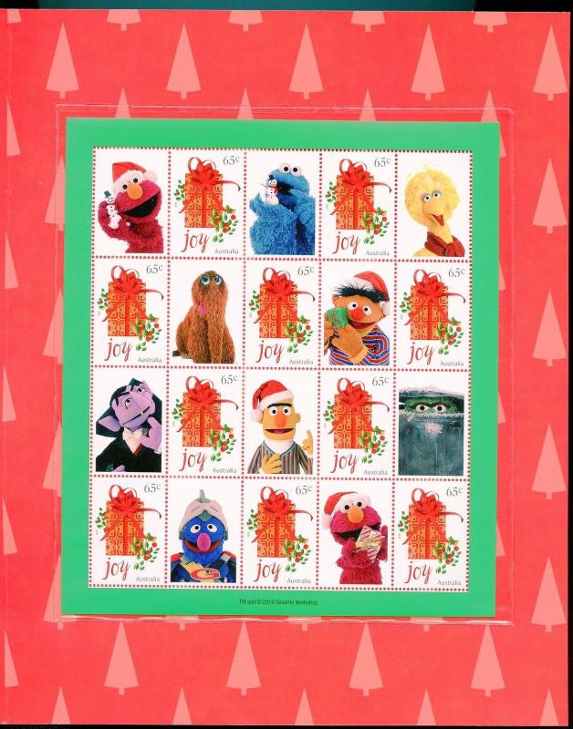 AUSTRALIA 2016 SESAME STREET  SET OF TWO PERSONALIZED SHEEETS MINT NH