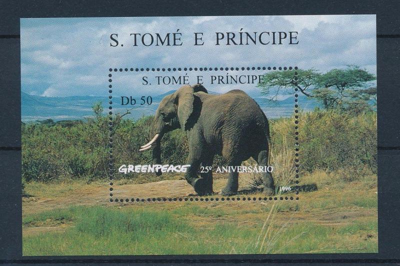 [27033] Sao Tome & Principe 1996 Wild Life Elephant Greenpeace MNH Sheet