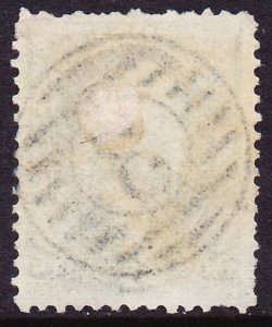 Scott 158, Used, Blue SOTN 3 in Barred Circle Cancel, HR, Perf Faults