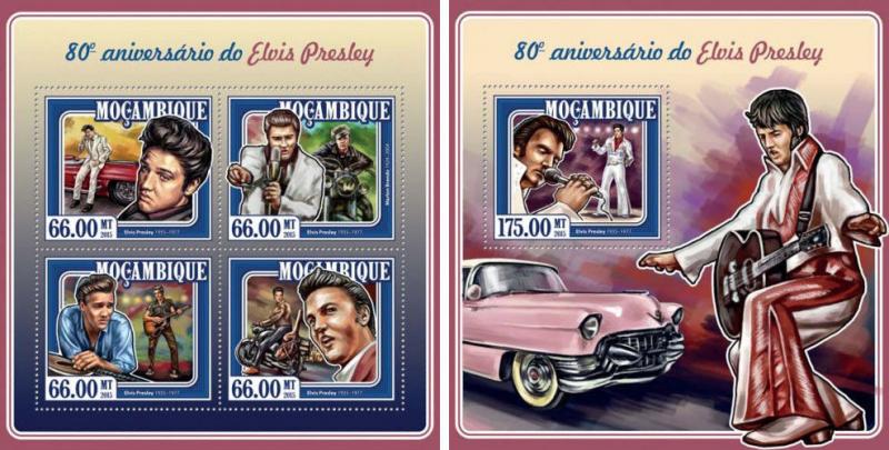 Elvis Presley Rock Pop Music Cinema Mozambique MNH stamp set