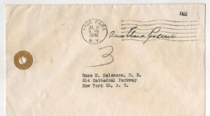 1946 ELEANOR ROOSEVELT FREE FRANK & HYDE PARK NY CANCEL Franklin Roosevelt