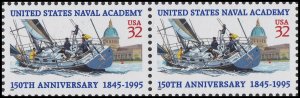 US 3001 Naval Academy 150th Anniversary 32c horz pair MNH 1995