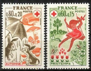 France 1975 Red Cross Christmas set of 2 MNH