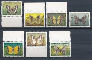 Uzbekistan 1995  Scott  80-86 (7) MNH - Moths & Butterflies