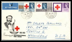 GB 1963 Red Cross set on FDC to Seattle Washington