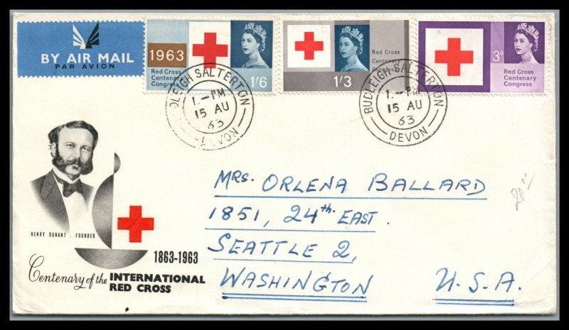 GB 1963 Red Cross set on FDC to Seattle Washington