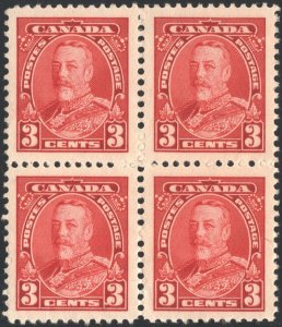 Canada SC#219 3¢ King George V Block of Four (1935) MNH