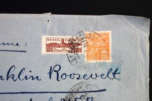 ORIGINAL COVER SENT TO PRESIDENT ROOSEVELT From Brasil 1937 FDR COLLECTION