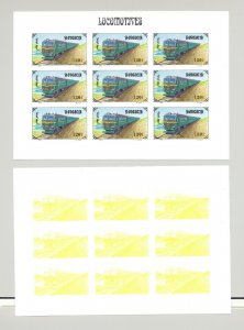 Mongolia #2255c Trains 1v Imperf M/S of 9 x 7v Progressive Proofs