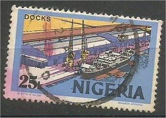 NIGERIA, 1973, used 25k, docks, Scott 302