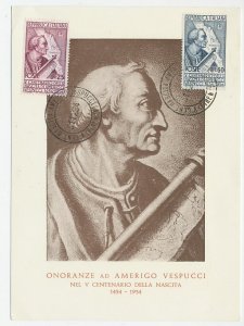 Maximum card Italy 1954 Amerigo Vespucci - America