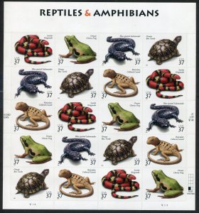 USA #3818a MNH  Reptiles and Amphibians   Sheet of 20 (FV $7.40)