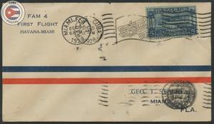 Cuba 1928 First Flight Cover Habana - Miami | Edifil E16 | CU11545