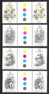 Australia Scott 780-783 MNH Australia Gold Rush Set of 1981 Color Gutter Pairs