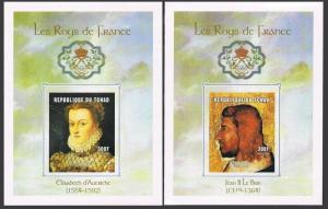 Chad 911a-914a imperf deluxe,MNH. French Rulers,2001.King Francis I,Louis XIII,