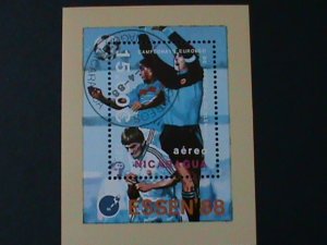 ​NICARAGUA-1988- WORLD CUP SOCCER-ESSEN'88- CTO S/S -VF FANCY CANCE