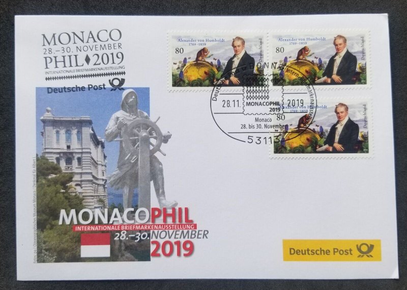 *FREE SHIP Germany 250th Alexander Humboldt 2019 Monkey Butterfly (FDC) *MONACO