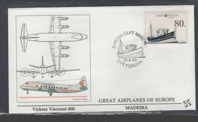 Portugal - Madeira  #122  (1988 Europa issue) on  unaddressed Fleetwood FDC 