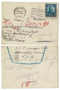 USA 1932 cover CT to Edinburgh return to sender