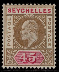 SEYCHELLES EDVII SG53, 45c brown & carmine, M MINT.