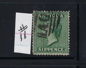 ANTIGUA SCOTT #11 1873-79 6P (BLUE GREEN) - WMK 1- PERF 14 - USED