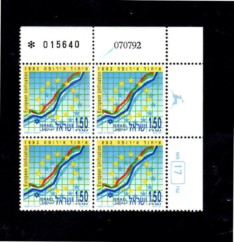 ISRAEL #1129  1992  EUROPEAN UNIFICATION     MINT  VF NH  O.G  a  P/B4