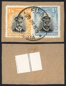 Southern Rhodesia SG10 SG11 1/- and 1/6 Perf 14 Used on Piece