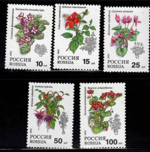 Russia Scott 6133-6137 MNH**  Flower stamp set