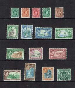 Jamaica: 1938 King George VI Pictorial definitive stamps, Mint set to 10/-