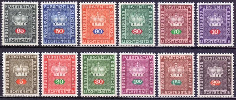 Liechtenstein. 1968. 45-56. Postal Crown Crown. MNH.