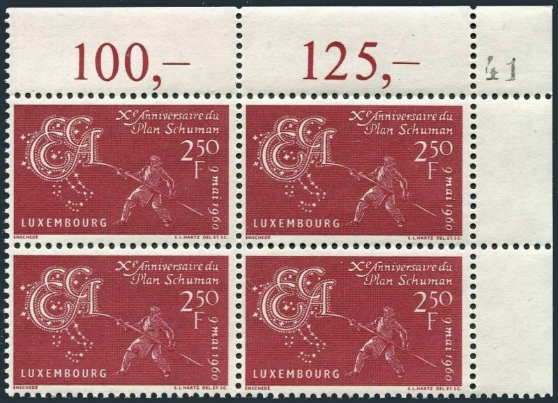 Luxembourg 359 block/4,MNH.Mi 620. European Steel & Coal Community,10th Ann.1960 