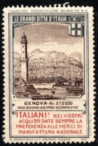 Vintage Italy Poster Stamp Nationalist Brands Genoa The Great Cities Of Italy