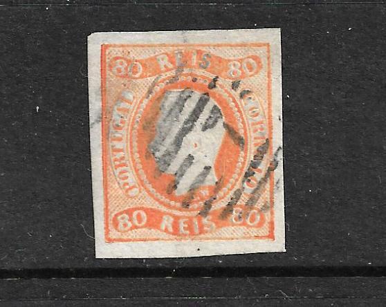 PORTUGAL 1866  80r  KL  IMPERF   FU SG 43