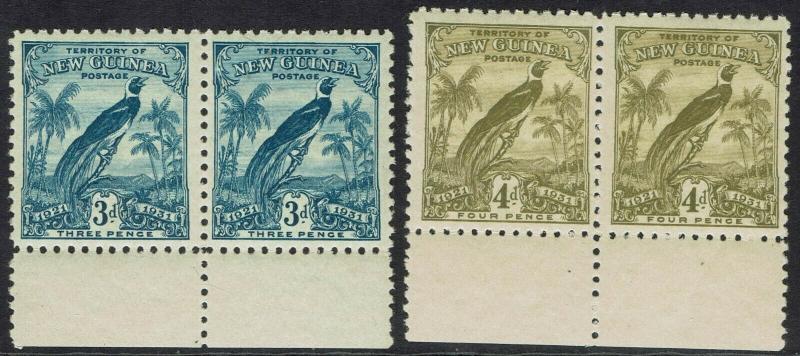 NEW GUINEA 1931 DATED BIRD 3D AND 4D MNH ** PAIRS 