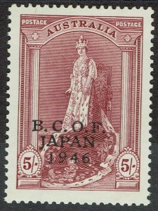 BCOF AUSTRALIA JAPAN OCCUPATION 1946 KGVI ROBES 5/- MNH **