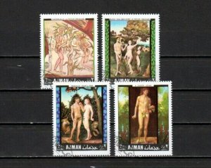 Ajman, Mi cat. 281-284 A. Adam & Eve Paintings issue. C.T.O. ^