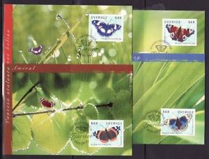 Sweden, Scott cat. 2356 a-d. Butterflies issue on 4 Maximum Cards. ^