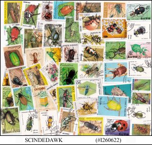 COLLECTION OF INSECTS BEES BEETLES STAMPS FROM DIFFERENT COUNTRIES - 50V - USED