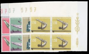 Liechtenstein #308-311 Cat$130, 1957 Sports, complete set in corner margin bl...