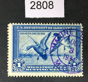 US STAMPS # RW1 DUCK USED CAT. $175 LOT #2808