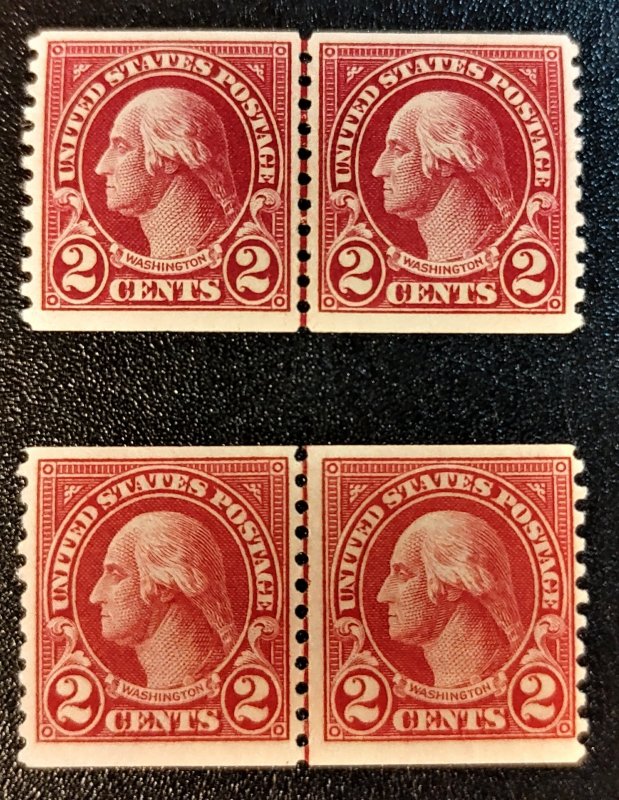 Scott Stamp# 599b - Washington 1923 2¢ Scarce Carmine Lake.  MH OG.