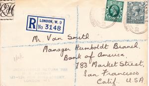 Great Britain Registered Cover 1936 London to U.S.A. Harmer's Seal Tape