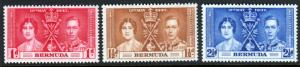 Bermuda KGVI 1937 Coronation Set SG107/SG109 Mint Never Hinged MNH UMM